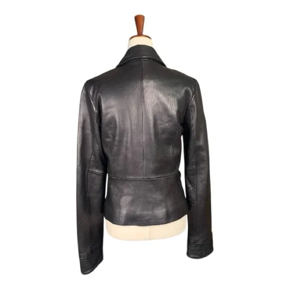 Mossimo Soft Tailored 100% Leather Jacket Moto Baddie Classic Size Small - Picture 3 of 12